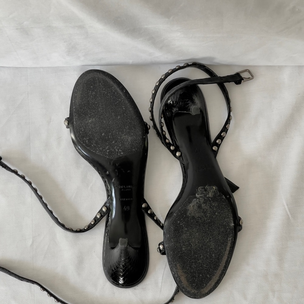 Saint Laurent YSL Kiki studded kitten heel sandals strap. Size 40 - Picture 5 of 10